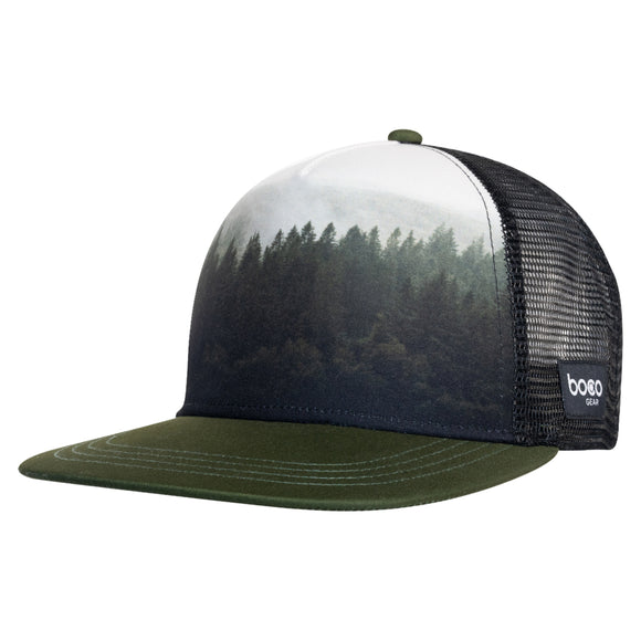 5 PANEL TECHNICAL TRUCKER - FLAT BILL - FOREST